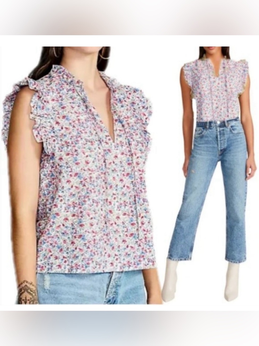 BB Dakota Steve Madden Ditsy Top Cotton Floral Blouse